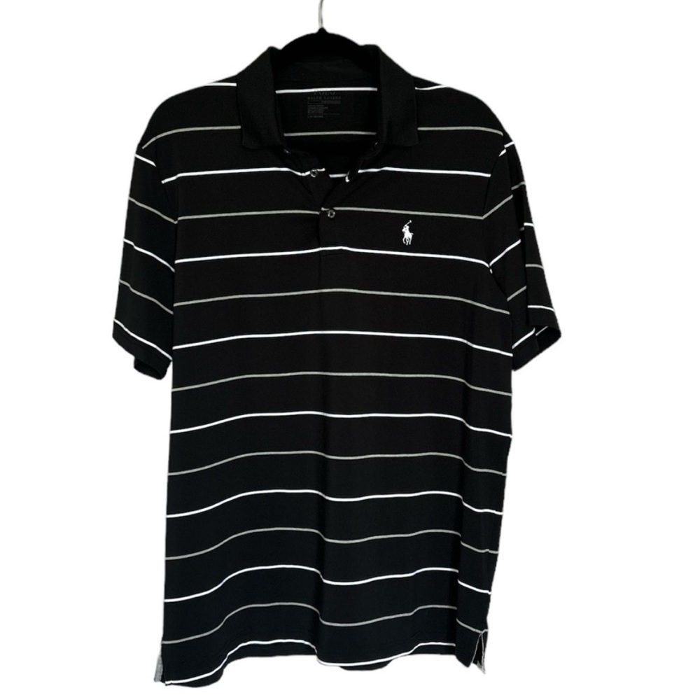 Polo shirt/black with white pin stripes size L